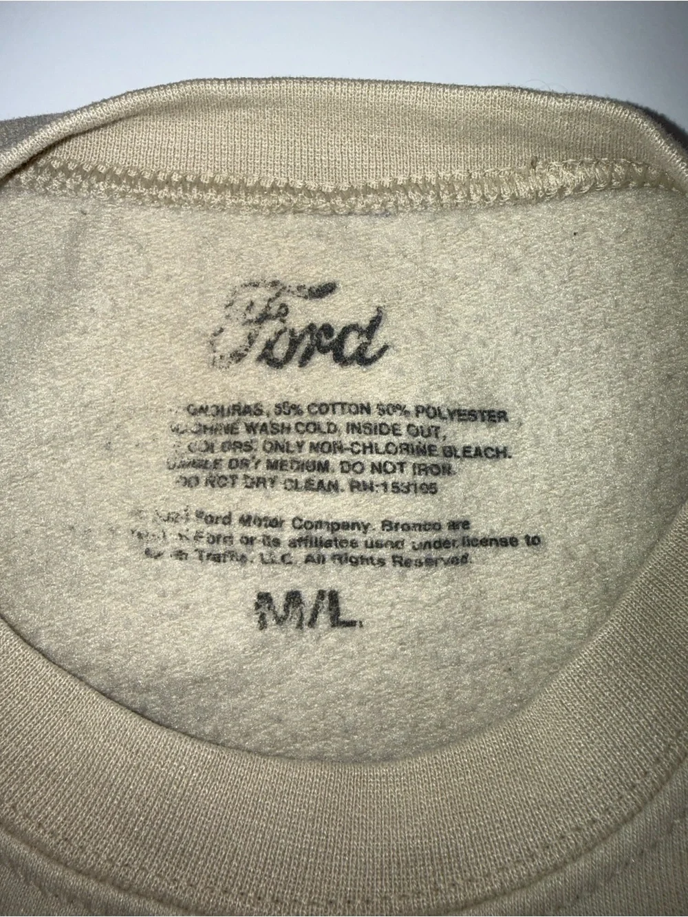 Ford Men's Crewneck Sweatshirt in Beige with Script Logo
